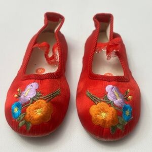 Girl’s Floral Embroidered Chinese shoes.  Size 18 EU - 3T US